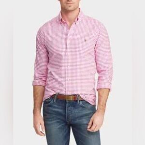 Ralph Lauren Pink Gingham Button Down Shirt, size M